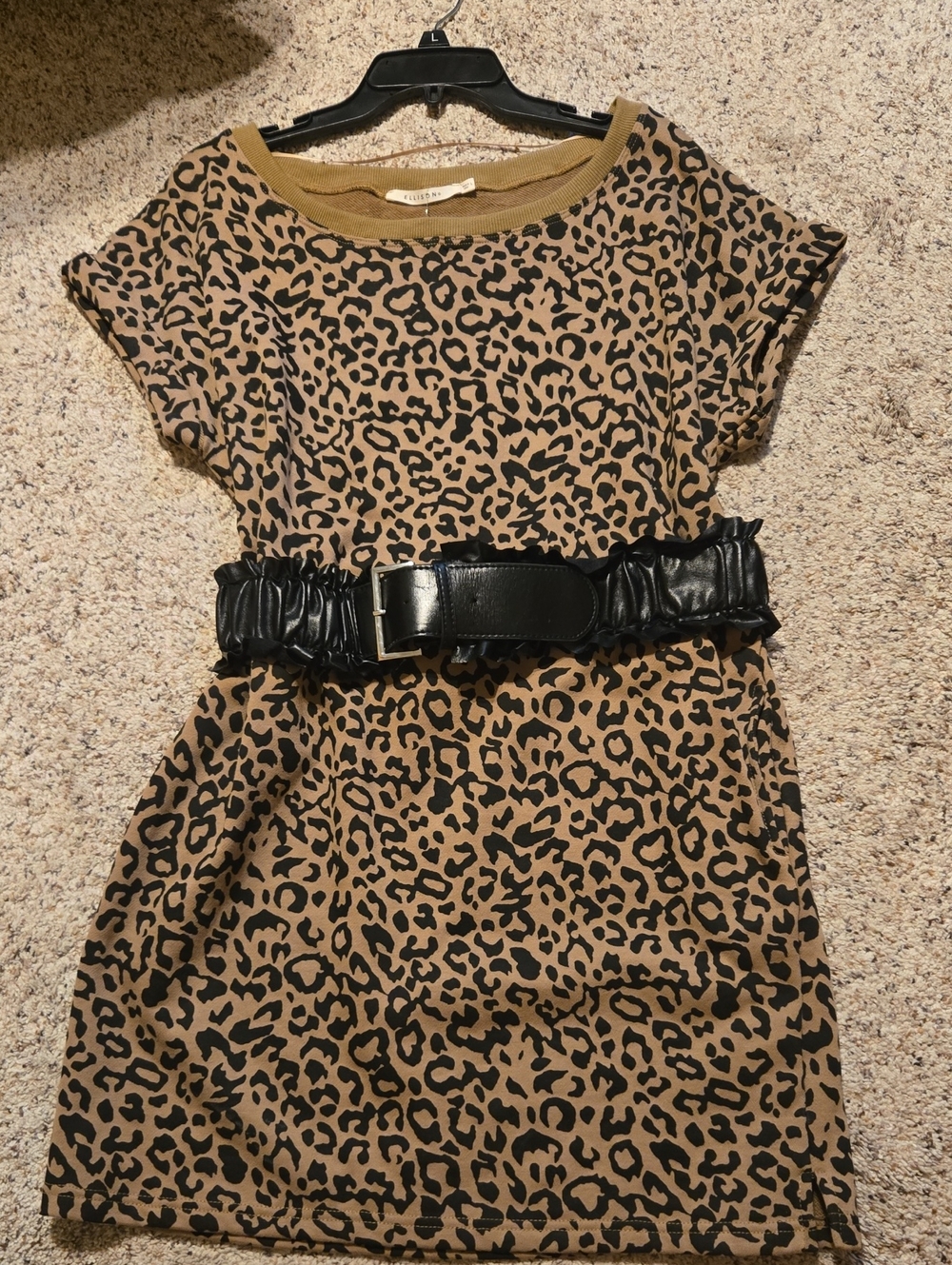 Ellison Pullover Dress Sz L NWT Leopard Print Thick Textured